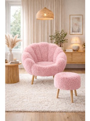 Dekor Mobilyacım Monaco Çay Seti Berjer Puf Hediyeli 2li Berjer Takımı Koltuk Seti Yaprak Model Döşeme Koltuk