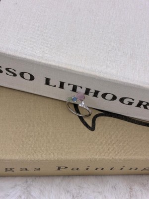 Hedef Bijuteri Gümüş Renk Lila Mavi Yeşil Taş Detaylı,zirkon Taşlı Ayarlanabilir Minimal Pirinç Yüzük