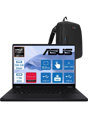 Asus Proart PX13 Amd Ryzen Aı Max+ 395 128GB Ddr5 1tb SSD Radeon 8060S 13,3" 3k (2880 x 1800) OLED 60hz 500NITS Dokunmatik Taşınabilir Bilgisayar Freedos LHN7306EACF27 + Zettaçanta