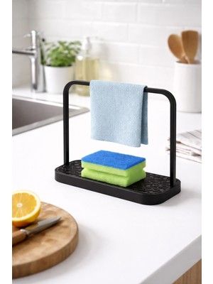 Ddm Global Modern Mutfak Süngerlik ve Bez Askılığı, Tezgah Üstü Düzenleyici Stand (22X22,5X9 Cm)