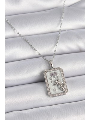 Youday Accessories 316L Çelik Gümüş Renk Zincir Koç Burcu Zirkon Taşlı Kadın Kolye