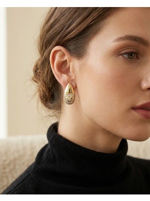 PremiumPort Zirkon Taşlı Kalpli Vintage Kadın Çelik Küpe, Şık ve Zarif Tasarım