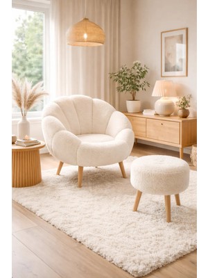 Dekor Mobilyacım Monaco Çay Seti Berjer Puf Hediyeli 2li Berjer Takımı Koltuk Seti Yaprak Model Döşeme Koltuk