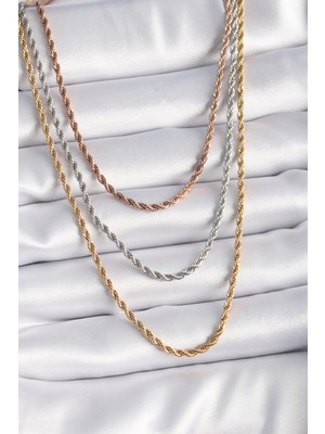 Youday Accessories 316L Çelik Mix Renk Burgu Zincir Model Kadın Kolye