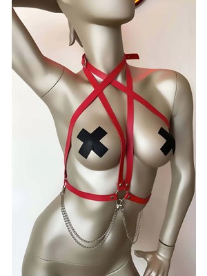 bebekokusu T-Shirt Üzeri Deri Aksesuar, Gömlek Üzeri Şık Deri Harness - BRF52
