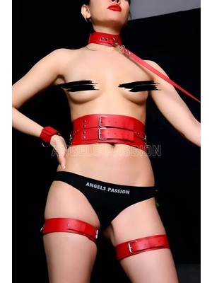 bebekokusu Sert ve Şık Deri Kelepçeli Harness Takım, Deri Fantezi Set - BRF869