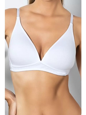 Ulugo Beyaz Günlük Konforlu Ince Nefes Alan Süngerli Pamuk Sütyen, Kadın Iç Giyim