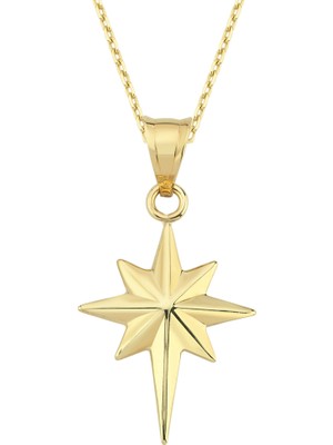 Altın Sepeti Altın Küçük Boy Sade Kutup Yıldızı Kolye