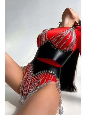 bebekokusu Zincirli Şık Deri Etek ve Büstiyer Takım - BRF994