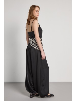 Minaaise Kadın Siyah Saten Şalvar Pantalon 31013
