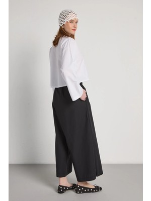 Minaaise Etek Görünümlü Pantolon Siyah