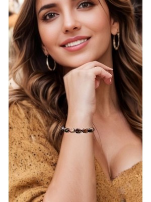 Pozitif Doğal Taş Doğal Leopar Jasper Bileklik Makrome Ayarlı 318-5