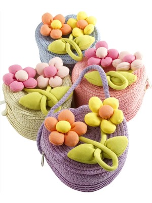 Uluora Çiçek Kalp Hasır Çanta