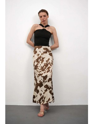 Win Moda Desenli Saten Etek - Saten Etek - Uzun Etek / Kod Çokrenkli
