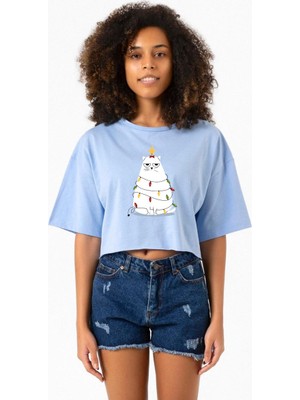Grumpy Christmas Bebe Mavi Kadın Crop Tshirt