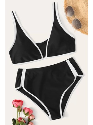 Ulugo Kadın Siyah Pedli Yüksel Bel Sütyen Külot Takımı