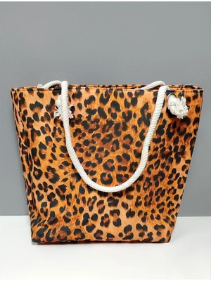 Uluora Leopar Desenli Plaj Çantası