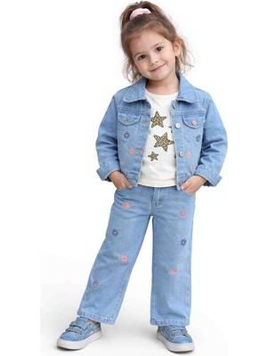 Been Kids Kız Çocuk 3’lü Nakış Detaylı Kot Takım