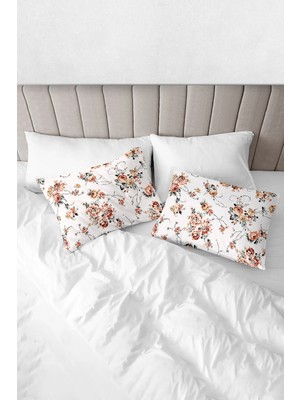 Monolisse % 100 Pamuk Baskılı Akfil  Alya Yastık Kılıfı 2'li Set- 50X70 cm Turuncu