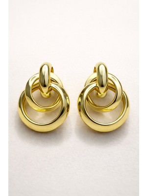 PremiumPort Şık Kadın Çelik Gold Küpe, Günlük Kullanım Için Zarif Takı