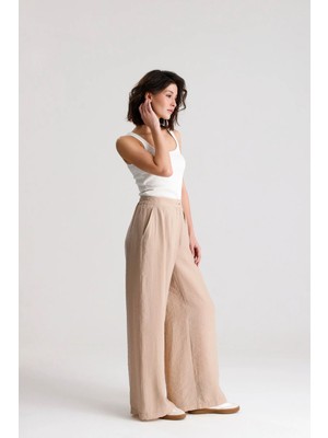 Minaaise Tencel Palazzo Pantolon Taş