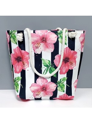 Uluora Çiçek Desenli Plaj Çantası