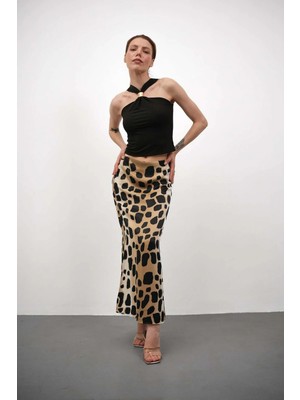 Win Moda Desenli Saten Etek - Saten Etek - Uzun Etek / Kod Çokrenkli