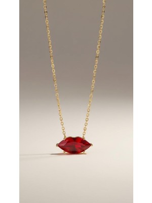 Wind Silver Kırmızı Markiz Kesim Kolye 925