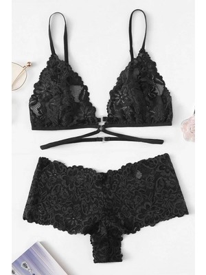 Ulugo Kadın Siyah Özel Şık Sütyen Külot Takımı
