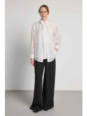 Minaaise Pelerin Detaylı Premium Gömlek Beyaz