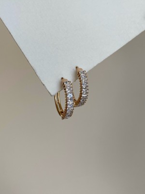 PremiumPort Parlak Kristal Prenses Kesim Taşlı Çelik Halka Küpe, Şık ve Dayanıklı Tasarım