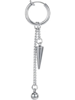 PremiumPort Unisex 316L Cerrahi Çelik Sallantılı Zincirli Deliksiz Halka Küpe