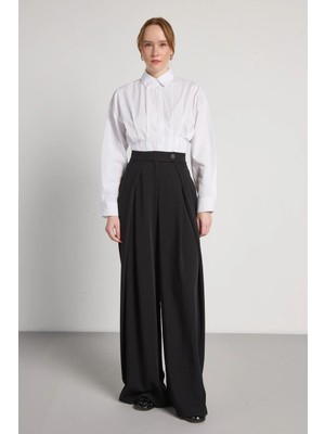 Minaaise Geniş Paça Pantolon Siyah