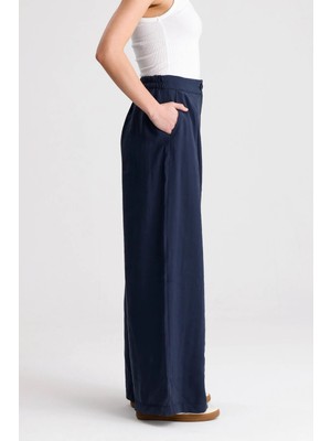 Minaaise Kadın İndigo Premium Tensel Kumaş Palazzo Pantalon 31074