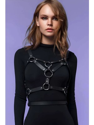 bebekokusu Seksi Göğüs Üzeri Şık Harness - Deri Kadın Harness - Kadın Deri Iç Giyim - BRF580