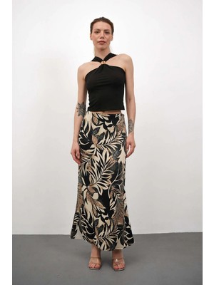 Win Moda Desenli Saten Etek - Saten Etek - Uzun Etek / Kod Çokrenkli