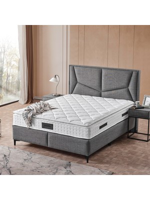 Moon Çift Kişilik Ultra Full Ortopedik Pedli Yaylı Yatak + Baza + Başlık 3'lü Set