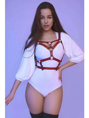 bebekokusu Elbise Üzeri Şık Göğüs Harness, Vegan Deri Kadın Harness - Kadın Deri Iç Giyim - BRF580