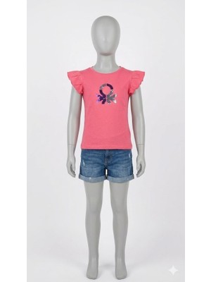 Benetton Kız Çocuk Koyu Pembe Tshirt