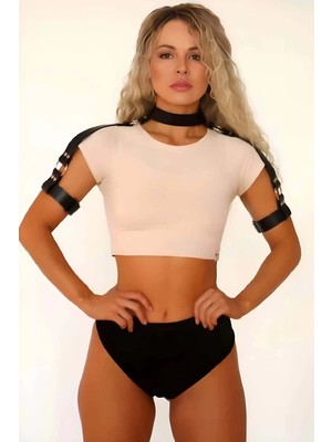 bebekokusu Boyun ve Omuzdan Askılı Deri Harness - BRF1035