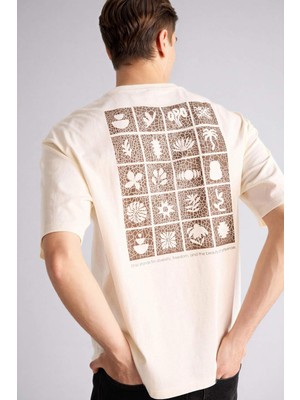 DeFacto %100 Pamuk Boxy Fıt Sırt Baskılı Kısa Kollu TIŞÖRT G4279AX26SM