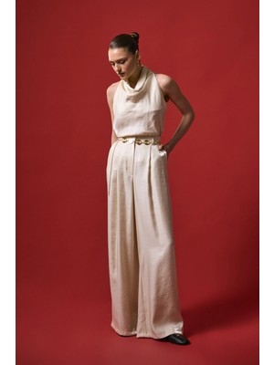Sateen Aura Pantolon - Taş