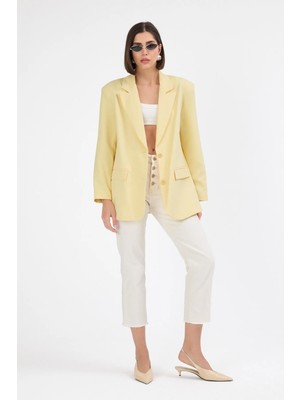 Diemmood Kadın Oversize Sarı Blazer Ceket