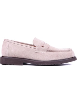 Shoetyle - Hakiki Süet Deri Bej Rengi Erkek Loafer - 250-1975