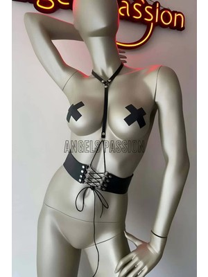bebekokusu Klipsli Deri Korse Harness - Deri Korse Elbise - BRF594