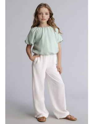 DeFacto Wide Leg Geniş Paça Keten Karışımlı Pantolon Kız Çocuk H1224A826SM