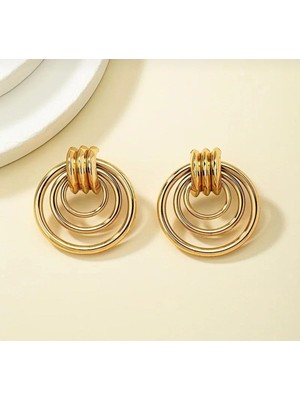 PremiumPort Ithal Çok Katlı Büyük Iri Halka Kadın Küpe, Şık ve Zarif Tasarım