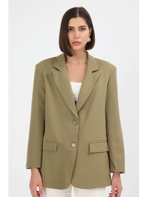 Diemmood Kadın Oversize Haki Blazer Ceket