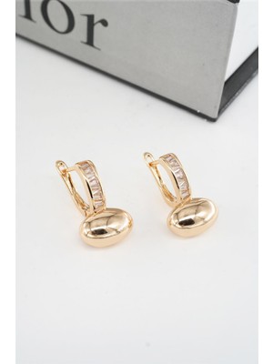 PremiumPort Kadın Zarif Elips Zirkon Taşlı 2'li Küpe Seti