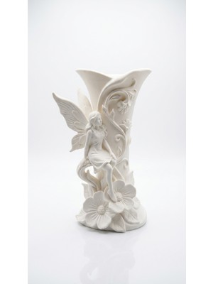 Bonolupo Peri Figürlü Dekoratif Vazo - Floral Tasarım Şık Masaüstü Heykel Vazo